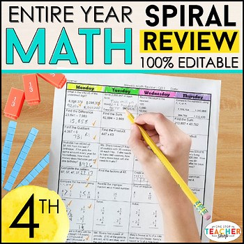 4th Grade Math Spiral Review - Morning Work, Math Homework, or Warm Ups BUNDLE