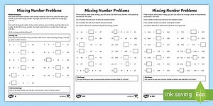 Year 3 Missing Number Problems Worksheet