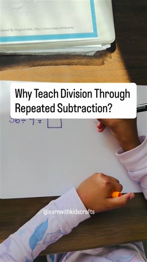 Nisha Yadav| Your Key to Easy Learning Activities on Instagram: "Division can feel BIG… but when kids see it as repeated subtraction, it suddenly makes sense! 💡✨ We’re simply taking away equal groups again and again… and counting how many times until we reach zero! 🙌 Why this method works: ✔ Makes division visual & concrete ✔ Builds number sense step-by-step ✔ Bridges to arrays + long division ✔ Great for struggling learners Hands-on idea: Use snack pieces, links, blocks — anything fun and cou