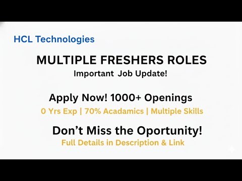 🎯 HCL Technologies Off Campus Drive 2025 | Multiple Roles Hiring | 0 Years Experience | Apply Now!
