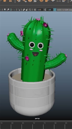 “3D Cactus Character Modeling in Autodesk Maya" #CactusCharacter #3DModeling #AutodeskMaya