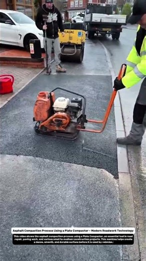 Asphalt Compaction Process Using a Plate Compactor – Modern Roadwork Technology.