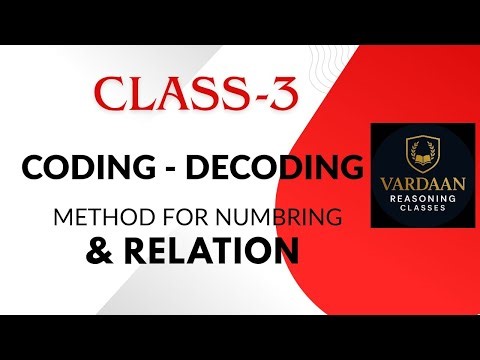 Method for numbering & Relation | Coding Decoding | FOR SSC (CGL CHSL CPO GD) RAILWAY | V R C