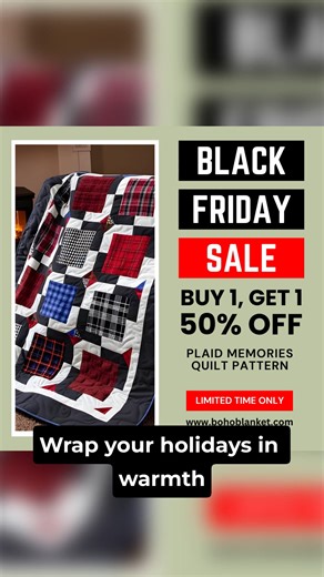 Wrap your holidays in warmth and nostalgia 淋✨ The Plaid Memories Quilt Pattern brings cozy charm to your home — perfect for gifting or keeping all to yourself. ❤️ Black Friday Special: Buy 1, Get 1 50% Off — but only for a limited time! Once it’s gone, it’s gone. Don’t miss this perfect cozy deal.  Shop now before the offer ends:  https://bohoblanket.com/products/plaid-memories | Boho Blanket | Facebook