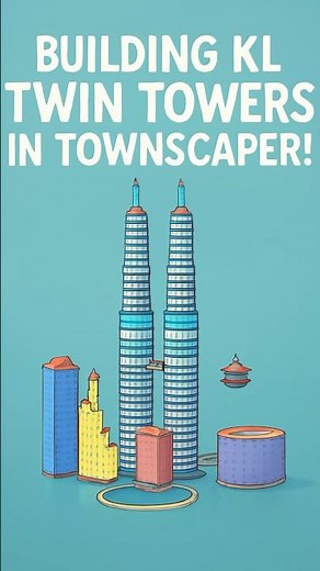 🏙️ Building the Iconic KL Twin Towers in Townscaper! | Satisfying Build 🌊✨ #shorts