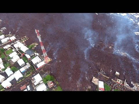 DR Congo volcano: Drone shots show extent of damage from Mount Nyiragongo eruption
