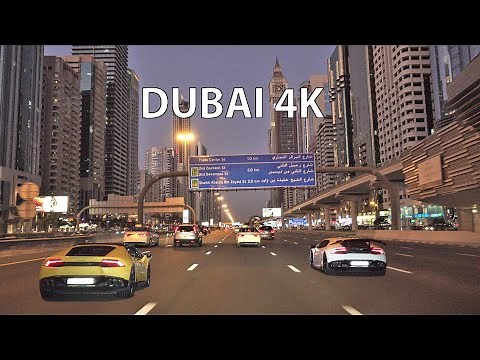 Dubai 4K - Driving Downtown - Skyscraper Sunset
