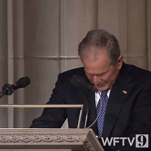 "In our grief, let us smile knowing Dad is hugging Robin and holding mom's hand again." - George W. Bush's emotional farewell to his father, George H.W. Bush. Read more: https://at.wftv.com/2Ehv2QL | WFTV Channel 9