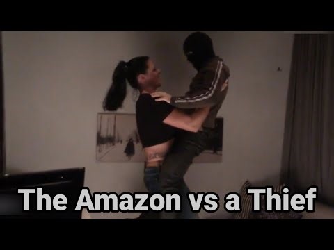 The Amazon vs a Thief | tall woman short man | tall girl lift carry