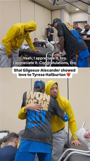 NetflixSports on Instagram: "After OKC defeated Indiana in the Game 7 of the NBA Finals, Shai Gilgeous-Alexander came into the Pacers locker room to hug Tyrese Haliburton after his Achilles injury ❤️ The NBA is a brotherhood.   Starting 5: Season 2 #nba #tyresehaliburton #okcthunder #shaigilgeousalexander #indianapacers"