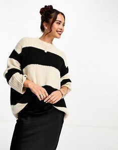 ASOS DESIGN oversized sweater with crew neck in stripe  | ASOS