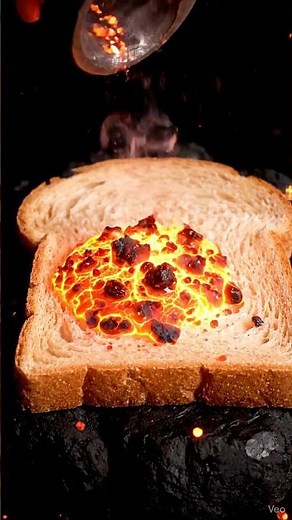 Crunch: ASMR Toast Spread with Liquid Magma (AI Simulation) 🔥