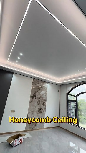 no base treatment or putting is required, simply install it directly onto the ceiling #interior #construction #manufacturer #interiordesign #buildingmaterials #wallpanels #HoneycombPanel | Mrs Alu Aluminum Factory