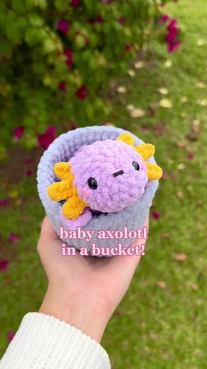 Crochet Baby Axolotl in a Bucket Inspired by Minecraft