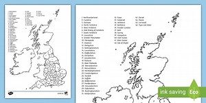 England Counties Map Colouring Sheet