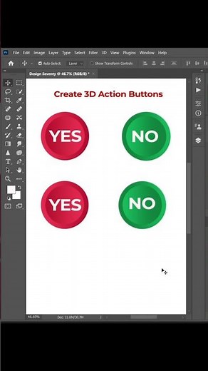 Create 3D Buttons in Photoshop - Tutorials Part 37 #photoshop #illustrator #graphicdesign #shorts