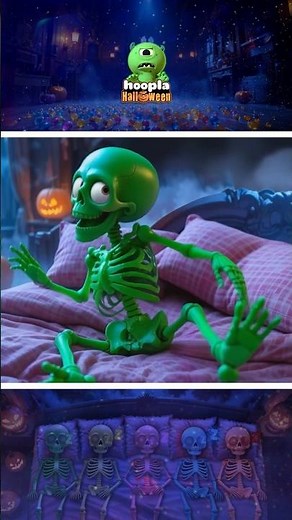 Five Skeletons Song 🦴🎃 | When a skeleton was left alone in the bed 👻 #shorts #halloween #spooky