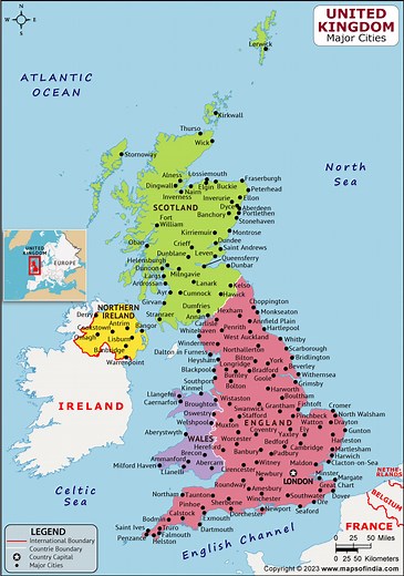 United Kingdom Regions and Capitals List and Map | List of Regions and Capitals in United Kingdom