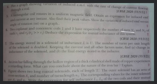 Plot a graph showing variation of induced e.m.f. with the rate ... | Filo