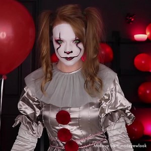 567 reactions · 218 shares | Need a look that can scare? Watch this IT makeup tutorial video by Madeyewlook and get your scare face on. Get all the movie-quality makeup you need to scare your best this Halloween. | Party City | Facebook