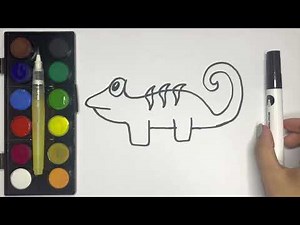 I draw cute lizard, easy drawings for kids