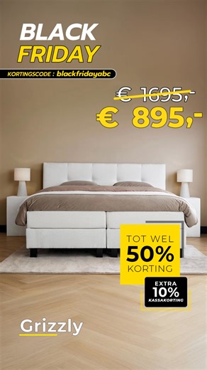 🔥 BLACK FRIDAY DEAL 🔥 22 t/m 30 november 💥 Tot 50% korting extra 10% kassakorting Gebruik code: blackfridayabc ✔️ Betaal eenvoudig in 3 termijnen (in3) ✔️ Laagste prijsgarantie ✔️ Snelle levertijden op maatwerk Grijp nu je droomboxspring — OP = OP! 😴✨ Shop hier! | ABC Sleepcenter.nl
