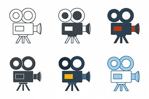 video camera icon collection with different styles. Film camera, Movie camera icon symbol vector illustration isolated on white background