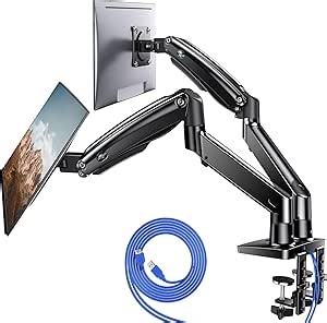 HUANUO NITROGLIDE™ Dual Monitor Stand for 13″–40″, Premium Dual Monitor Mount with USB, Height Adjustable Monitor Stand for 2 Monitors, VESA Mount with Clamp/Grommet Base, Holds 26.4lbs per Arm, HNDS7