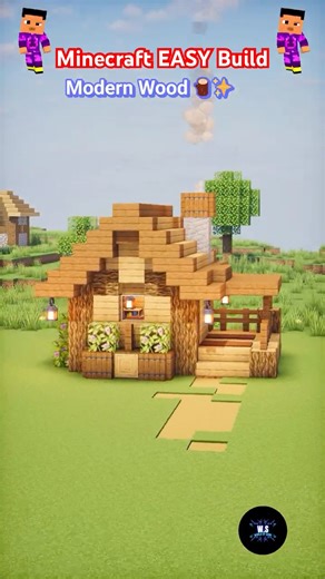 Minecraft Wooden Modern Survival House Build #shorts #minecraft