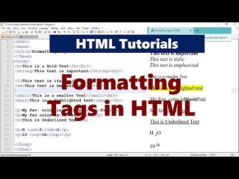Creating a simple Web Page using Formatting Tags HTML