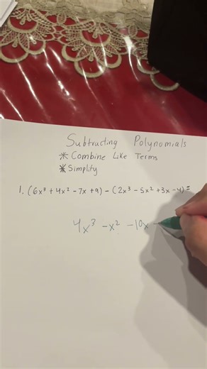 Subtracting polynomials step by step