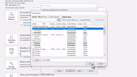 Set up rules in Outlook
