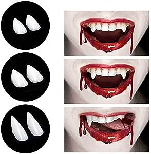 CPSYUB Cosplay Vampire Fangs with Adhesive, Cosplay Accessories Halloween Party Prop Decoration Fake Vampire Teeth, Werewolf Fangs Vampire Dentures for Kids/Adults (3 Pairs)