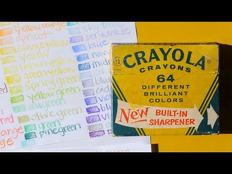 Original Box of 64 Crayola Crayons! Including Retired Colors. Unboxing, Sorting and Swatches.