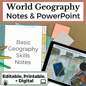 Geography Skills Presentation with Guided Notes and Map Skills Activities
