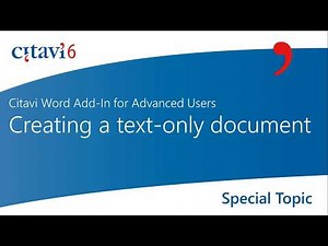 Citavi 6 Word Add-in: Creating a text-only copy (3.6)