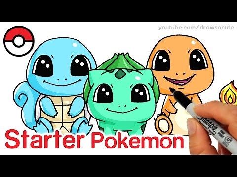 How to Draw Squirtle, Bulbasaur and Charmander step by step Cute -Pokemon Go Starter
