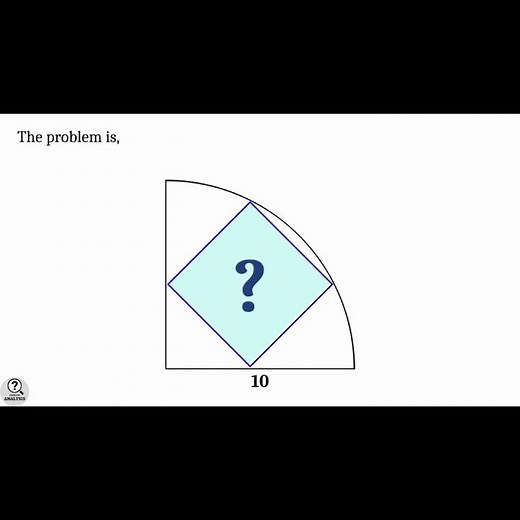 Area of Square | Square inside Quarter Circle problem | Advanced math problems | Mathematics