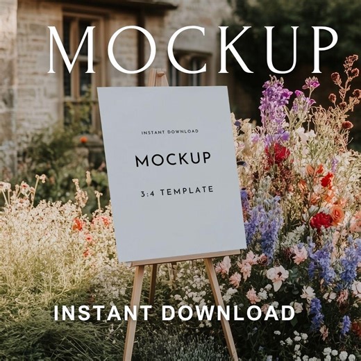 Outdoor Wedding Sign Mockup PSD | 3:4 Ratio Canva Template | Easel Sign Mockup for Welcome Sign, Seating Chart, Printable Poster Display - Etsy