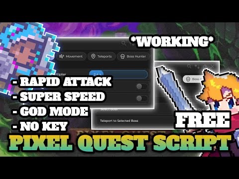 [🗡️] Pixel Quest Script *NO KEY* - Godmode, No Cooldown, Auto Boss & More! \t