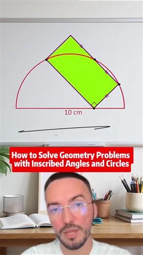 Struggling with geometry? This video breaks down a complex task involving inscribed angles and circles. Learn how to find key dimensions and understand right angles in a half-circle setup! Save this for your next study session! #geometry #mathhelp #EG #studytips #mathchallenge