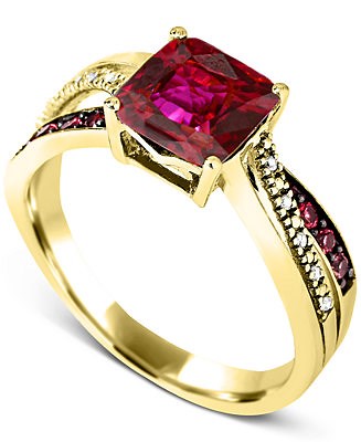 Lab-Grown Ruby (2 ct. t.w.) & Diamond Accent Swirl Ring in 14k Gold-Plated Sterling Silver - Macy's