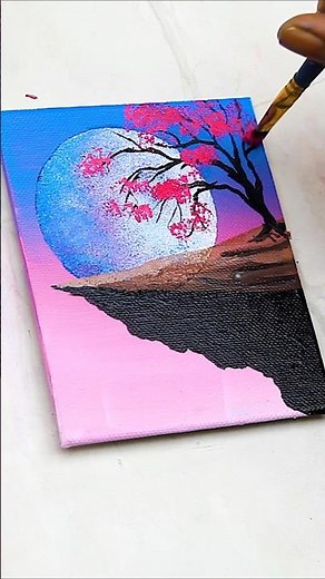 Full Moon Acrylic Painting - Easy Art Tricks - Art By Ashutosh - #144