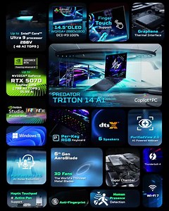 Create, game, and go beyond, wherever you are. The Predator Triton 14 AI combines stunning visuals, AI-powered performance, and a sleek, backpack-ready build. Designed for gamers and creators who never hit pause—from Cyrodiil to your next masterpiece ⚔️ | Predator Gaming | Facebook