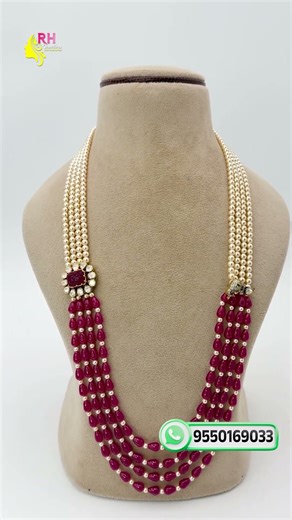 Beautiful Ruby Beads Customization with Silver Pendants & Pearls | Handmade Jewellery Design