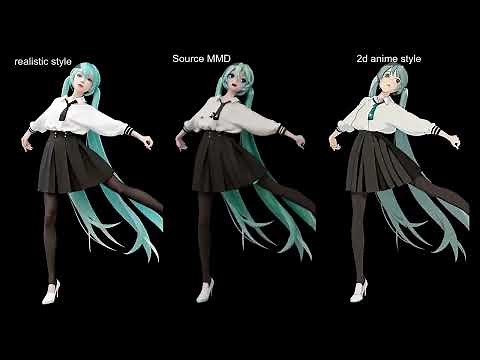 ControlNet1.1 test AI animation - MMD turning Realistic and anime style