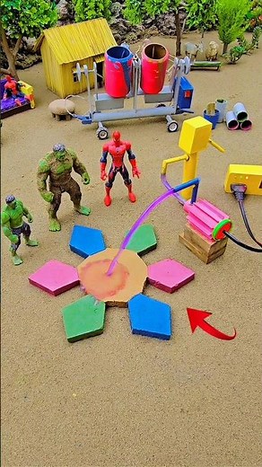 Mini water pump science project with six big arrows shape mix concrete & diy tractor #heenaprajapati