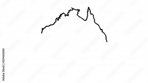 Australia map, country territory outline self drawing animation. Line art.
