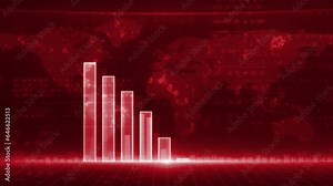 Stock market graph declining economic crisis with falling trend red downturn indicator.
