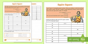 Squire Square (Square Numbers) Worksheet